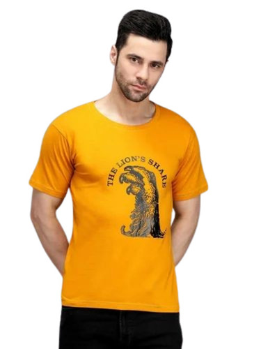 Men Yellow Cotton T Shirt