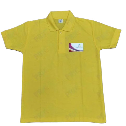 Men Yellow Cotton Polo T Shirt