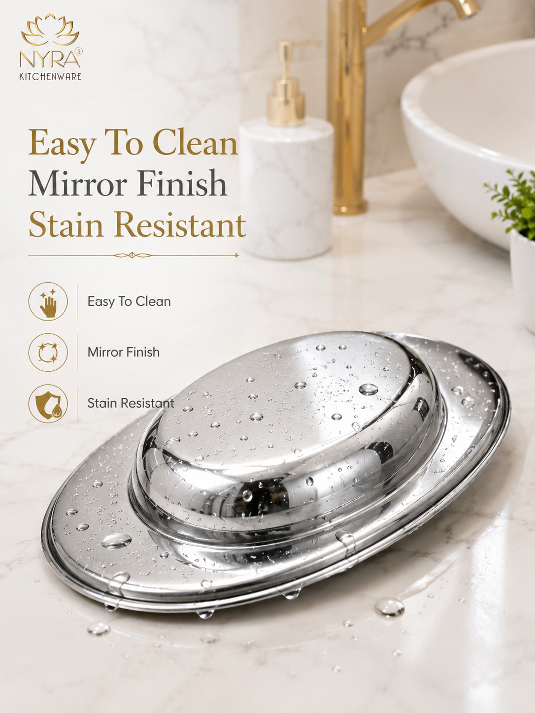 Stainless Steel Serving Plate Set Large Sizes Set Of 6 - Color: Silver