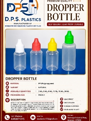 5 Ml Plastic Dropper Bottle - Capacity: 23500 Pcs/Hr