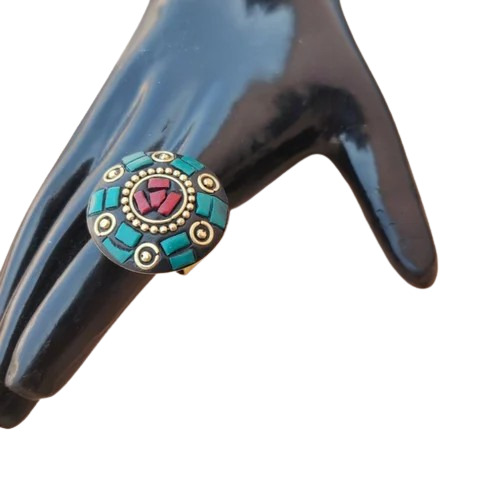 Designer Afghani Tibetan Alloy Laq Adjustable Ring