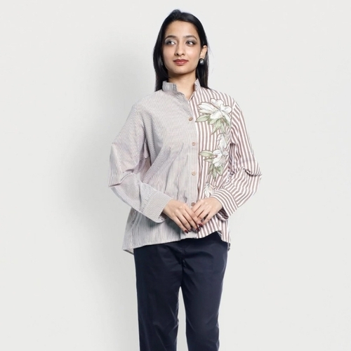Embroidered Floral Button Down Shirt