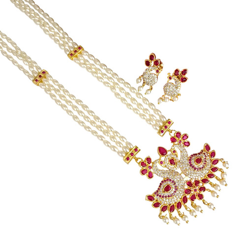 Maharashtrian Premium Quality Micro Chinchpeti Long Necklace Set