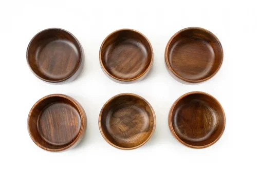 10cm Solid Acacia Wood Bowls Set
