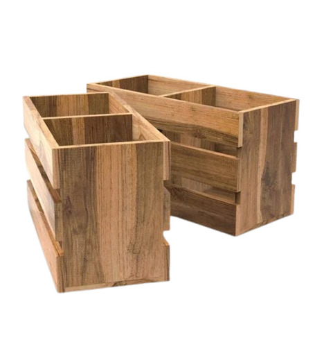 14.98cm Solid Mango Wood Cutlery Holder