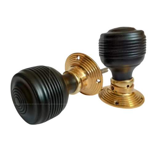 4 Inch Designer Ebony Wood Door Knob Set