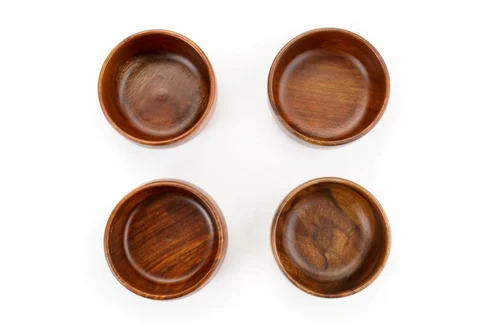 5Cm Solid Acacia Wood Bowls Set - Color: Brown