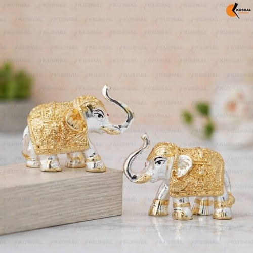 Auspicious Elephant Pair Sculpture