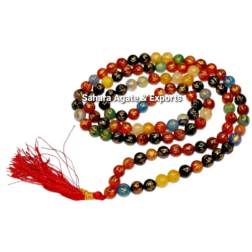 Colored Rhodochrosite Japa Mala 109 Beads For Healing