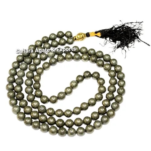 Natural Pyrite 109 Beads Japa Mala