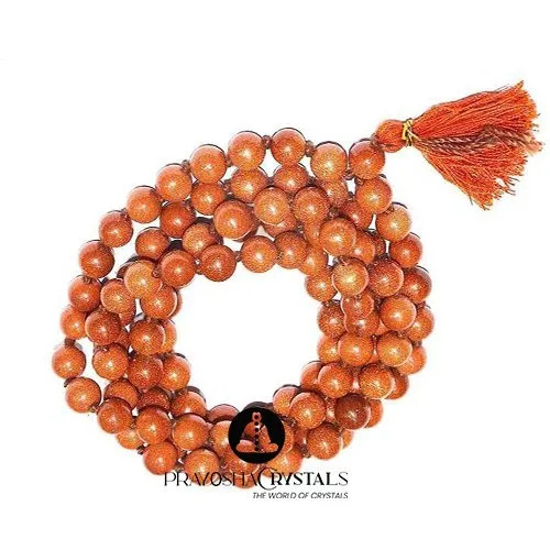 Prayosha Crystals Sunstone बीड्स जप माला