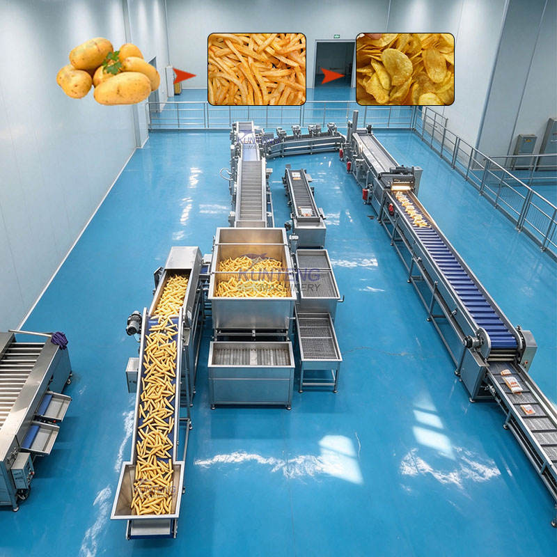 Continuous Fryer Line 304 Stainless Steel Potato Chips French Fries Frozen Snack Processing Equipment - Capacity: Customizable Kg/Hr