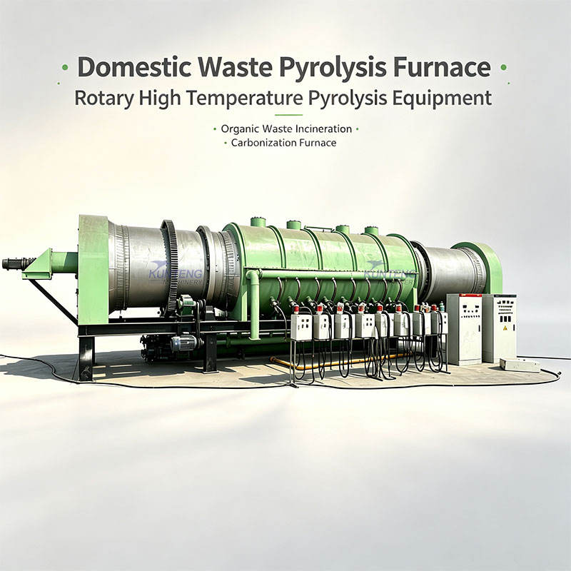 Domestic Waste Pyrolysis Furnace Rotary E-Waste Pyrolysis Equipment Organic Waste High Temperature Carbonization Furnace - Capacity: Customized Kg/Hr