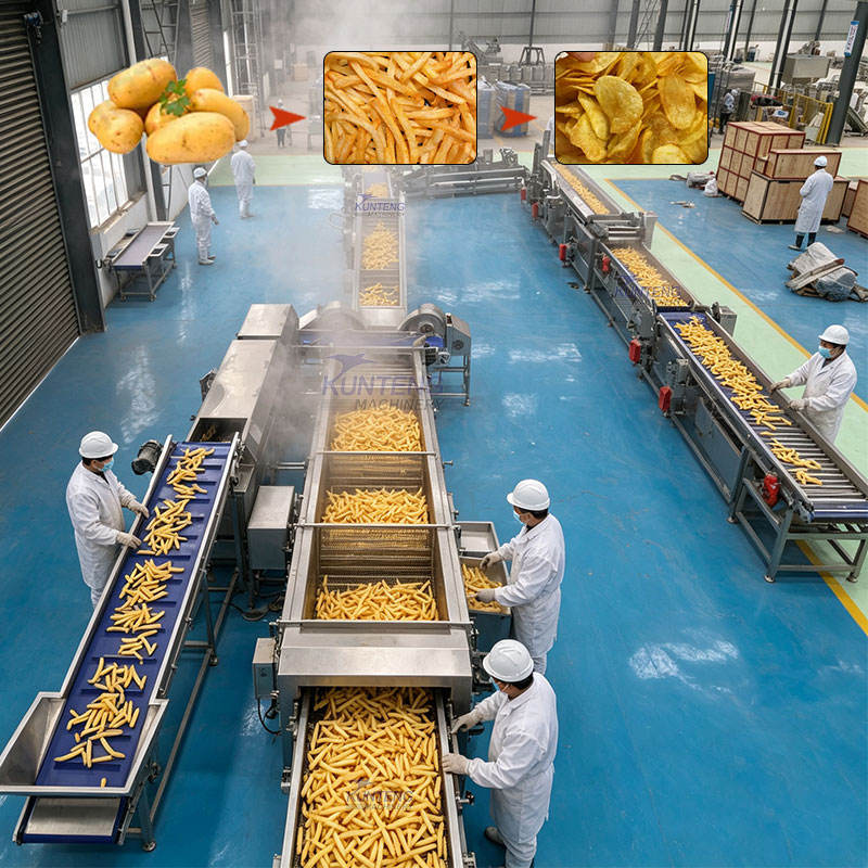 Factory Direct Industrial Potato Chips Fryer Machine French Fries Production Continuous Processing Line - Dimension (l*w*h): Customizable  Centimeter (cm)