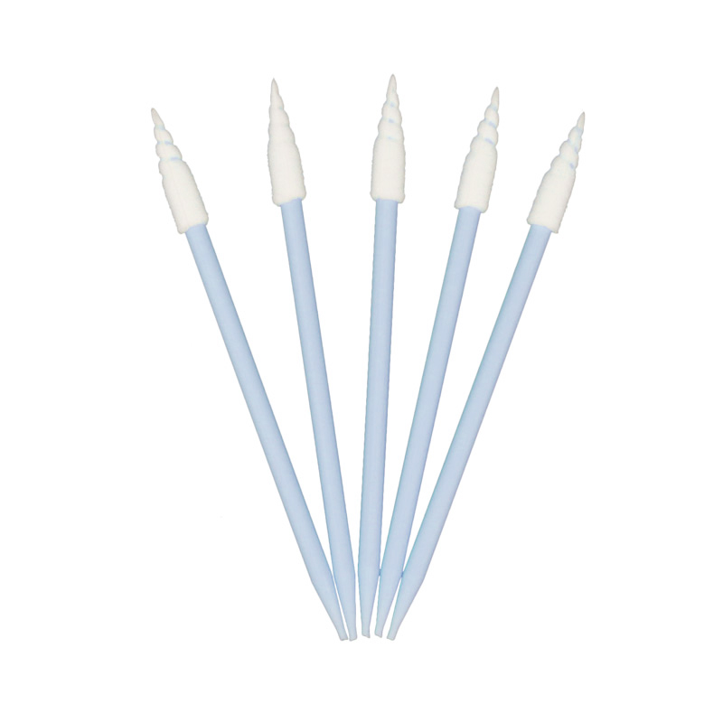Foam Cleanroom Cleaning Swab With Spiral Tip And Tapered Handle - Color: Blue