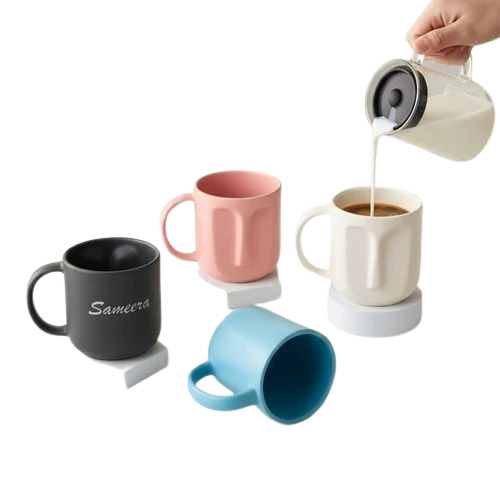 Multi Color Ceramic Coffee Mugs - 300ml Capacity, Printed Design, Multicolor | Durable, Fine Finished, Lightweight Ceramic Handle