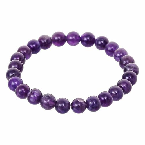 8mm Round Amethyst Beaded Bracelet