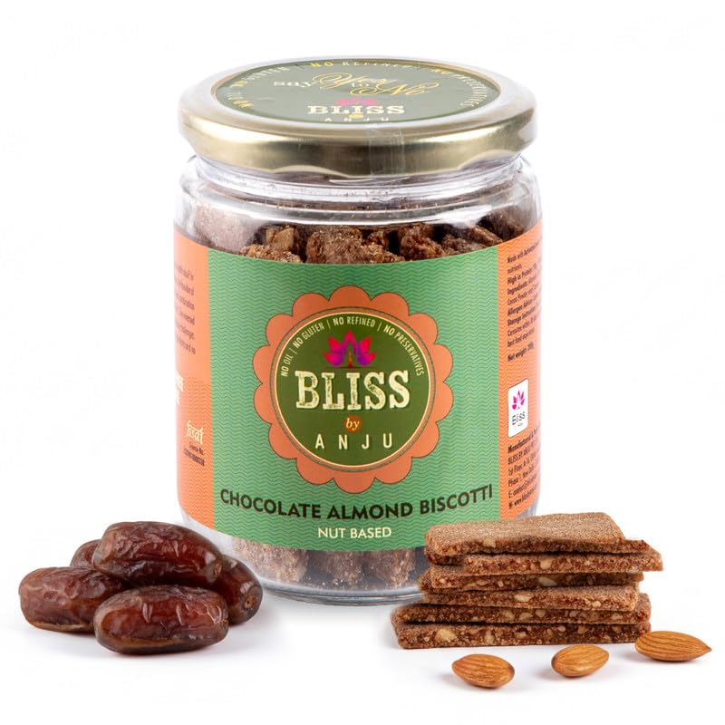 Bliss By Anju Chocolate Almond Biscotti 200G - Application: Cacao. Cinnamon. Dates