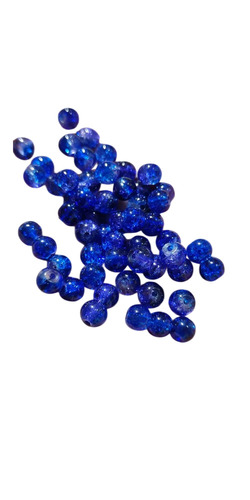 Blue Crackle Round Glass Beads