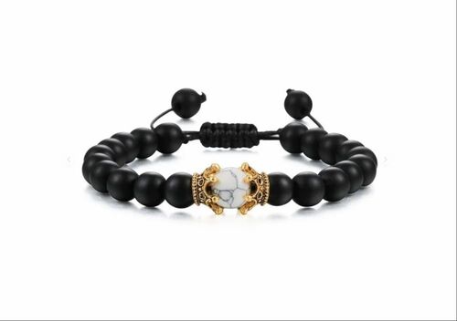 Gemstone Mens Bracelet - Black, Standard Size | Fashion, Stylish, Comfortable, Gift & Party