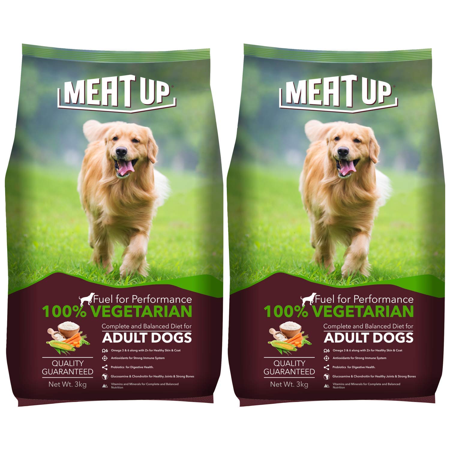 Meat Up Adult Dry Dog Food 6kg 3kg 3kg