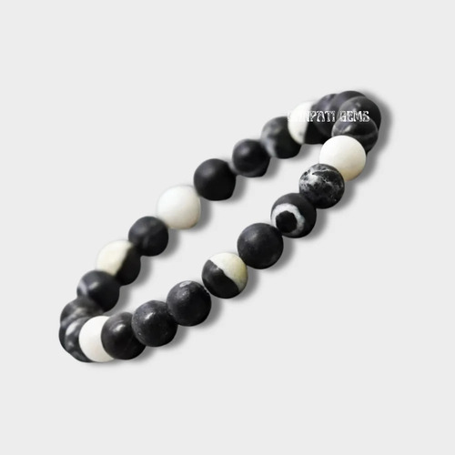 Natural Black Zebra Jasper Bracelet