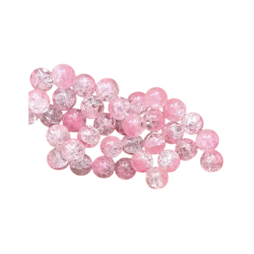 Pink Crackle Round Glass Beads