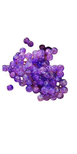 Purple Crackle Round Glass Beads