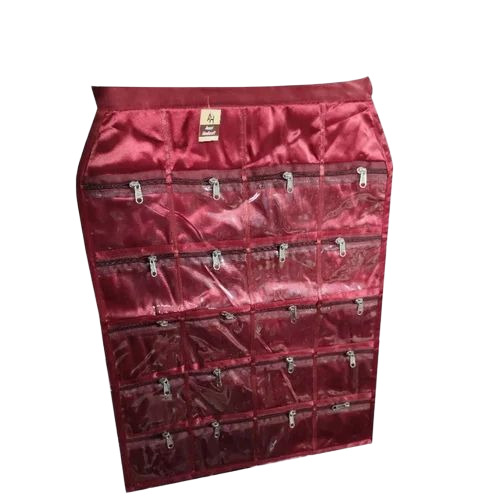 Satin Maroon Jewellery Pouch