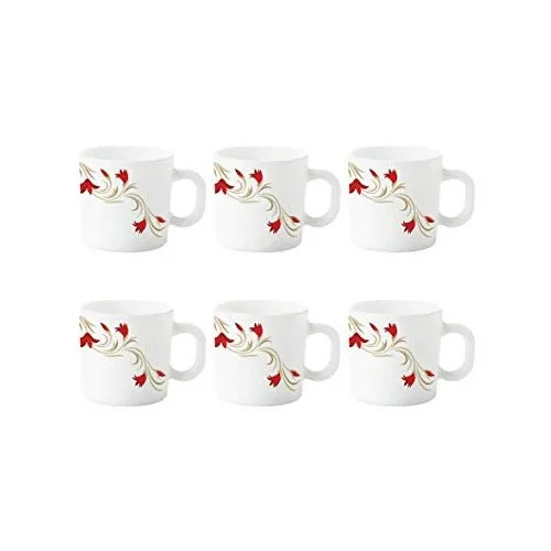 Borosil Larah Opalglass Printed Tea Mug Set
