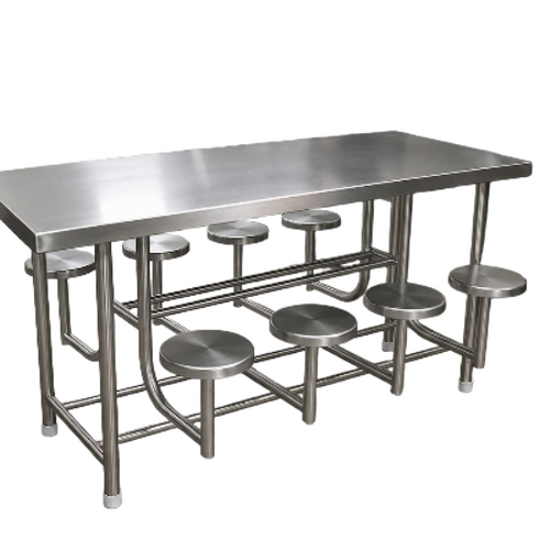 Stainless Steel Canteen Table With Chair