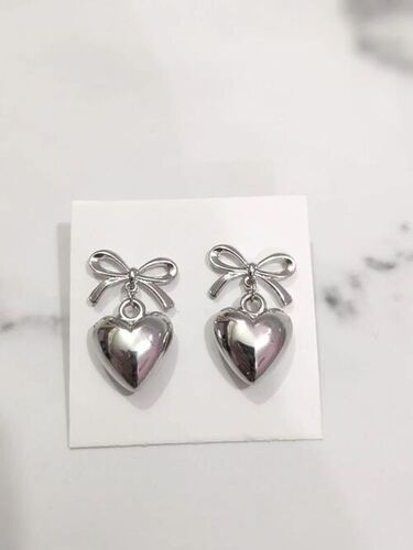 Bow Drop Heart Stylist Earrings