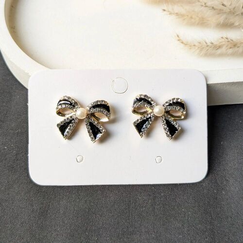 Korean Black Bow Fashion Earrings