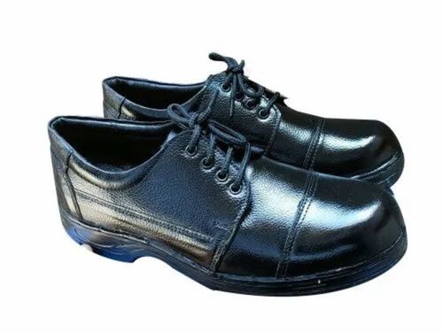 Men Black Leather Safety Shoes