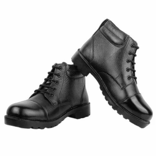 Mens High Ankle Black Safety Shoes