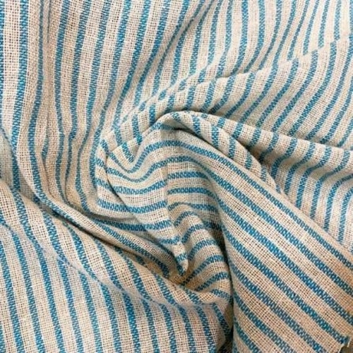 Blue Striped Printed Cotton Fabric