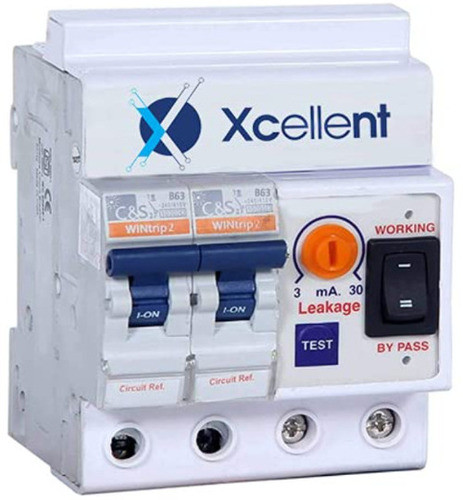Elcb Single Phase 2 Pole Elcb + Mcb 63A - Color: White