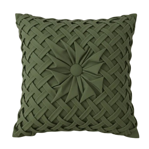 Green Color Plain Cotton Sofa Cushion