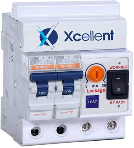 Single Phase 2 Pole Elcb + Mcb 40A - Color: White