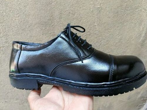 Black Mens Leather Safety Shoes