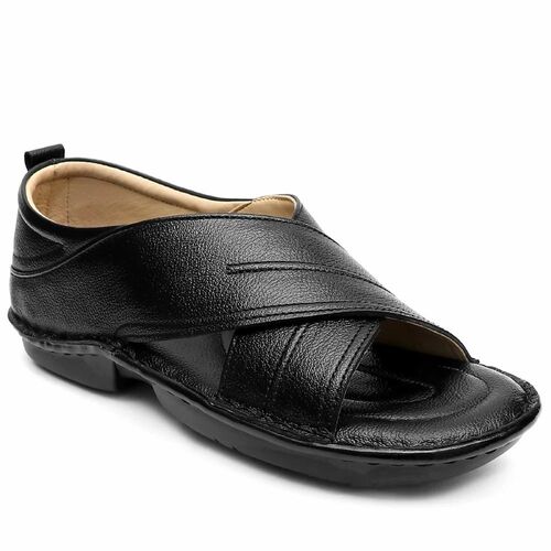 Casual Black Leather Sandal
