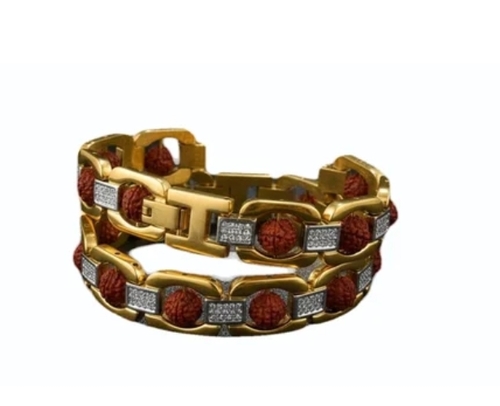 Fancy Gold Plated Rudraksha Bracelet