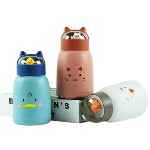 Creative Cartoon Printed Double Layer Inner Glasss Water Bottle