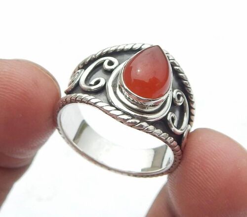 Designer 925 Sterling Silver Natural Carnelian Ring