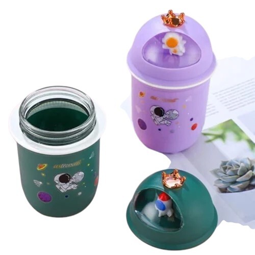 Hemico Cute Astronaut Kids Glass Bottle