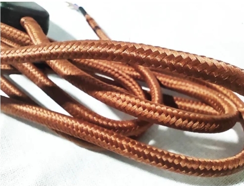 2 Pin Power Supply Cord Vintage Fabric Breaded