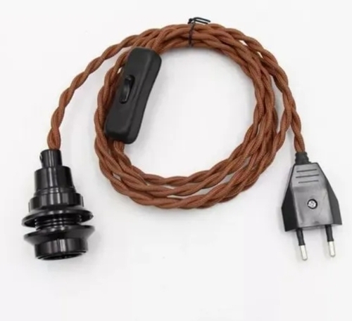 E27 Holder With Fabric Twisted Electric 2 Core Wire