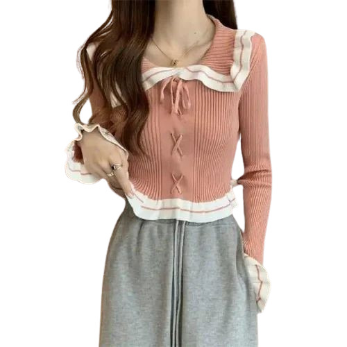 Girls Peach Woolen Top
