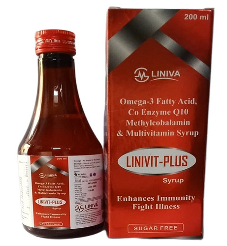 Omega 3 Fatty Acid Co Enzyme Q10 Methylcobalamin and Multivitamin Syrup Sugar Free