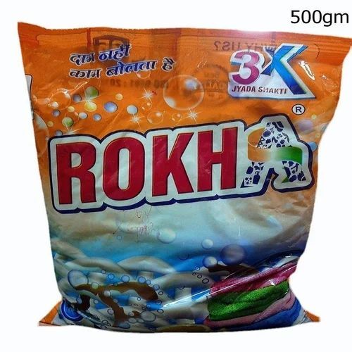 500gm Rokha Detergent Powder - White, Packet | Eco-Friendly, Jasmine Fragrance, Machine Wash, Soft Water